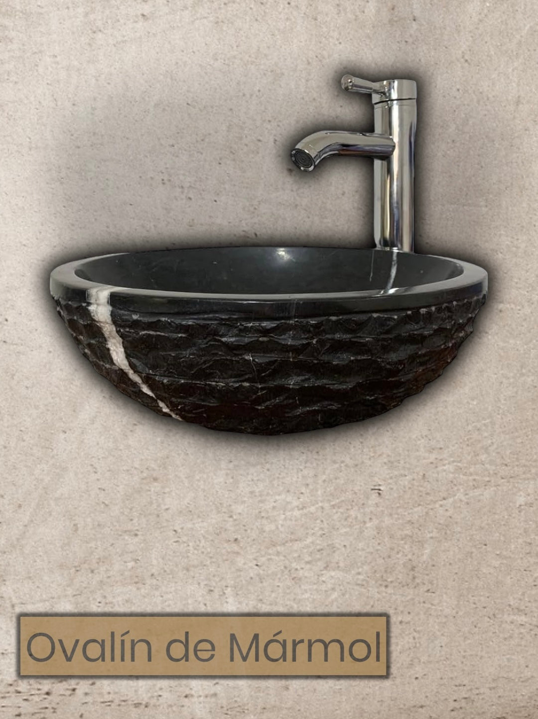 Ovalín Redondo Rústico Negro