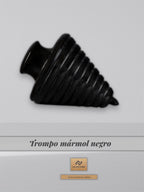Trompo de Mármol Negro con Ranuras en Espiral - Juguete Tradicional
