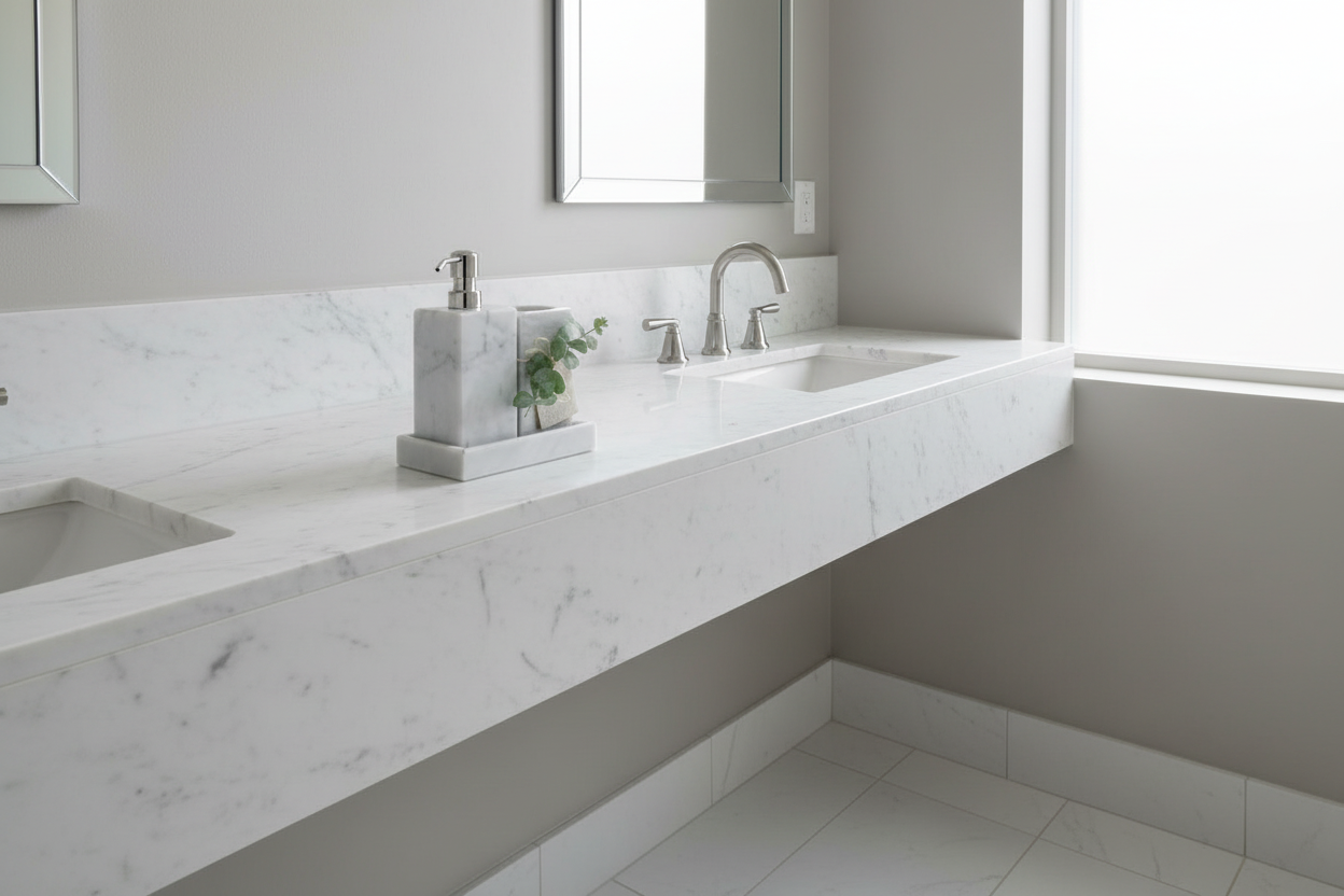 Juego de Baño en Piedra Natural Blanca | Accesorios Artesanales