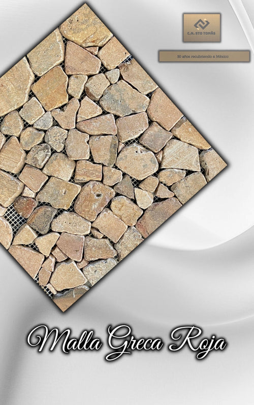 Malla Greca Roja de Piedra Natural 30x30cm