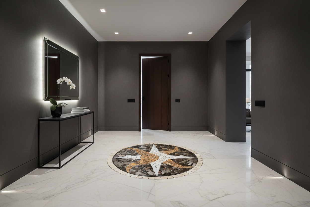 Ambiente — Tapete de Mármol en entrada residencial