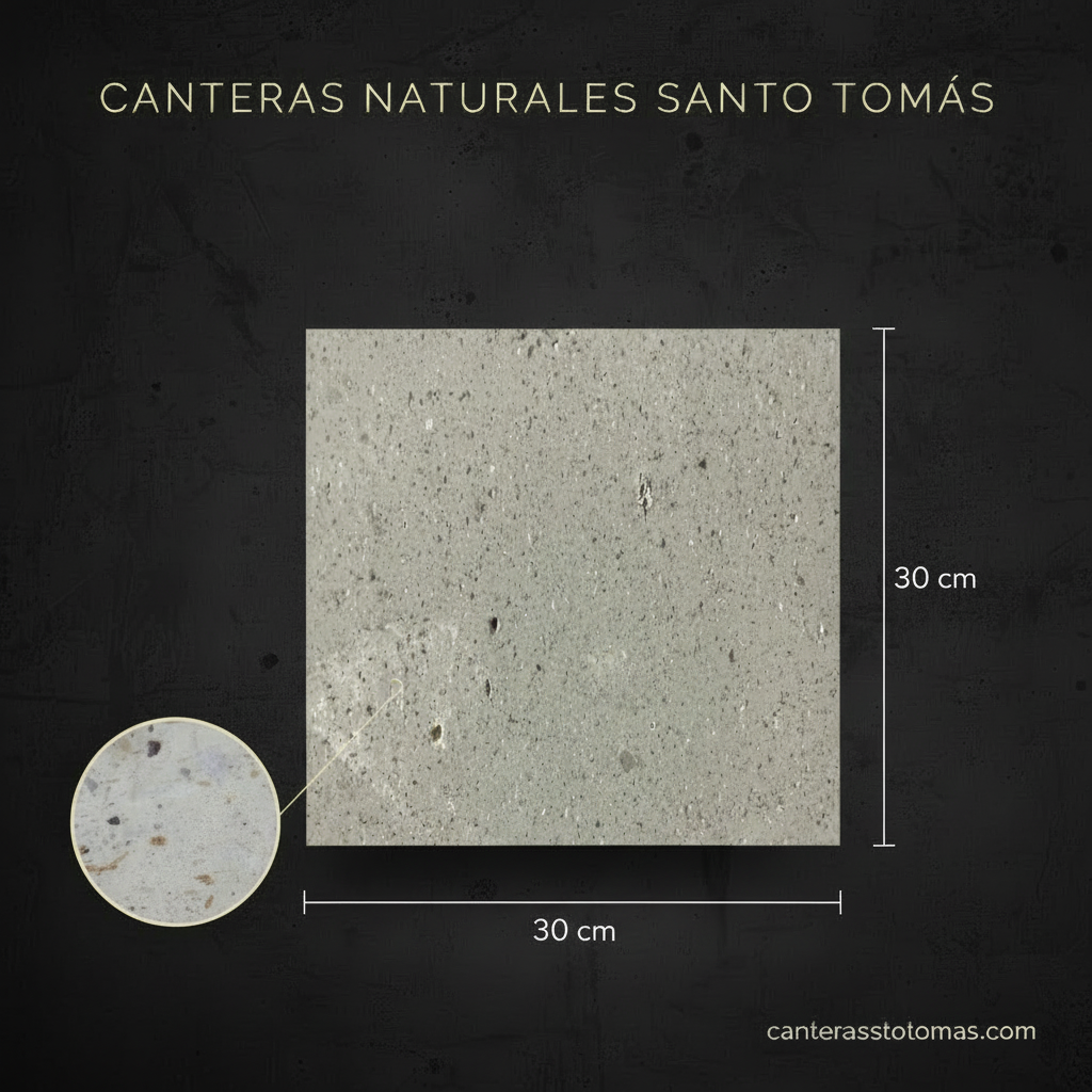 Cantera Gris Dhoty 30x30 cm, piedra natural para revestimiento de muros y fachadas con textura porosa premium.