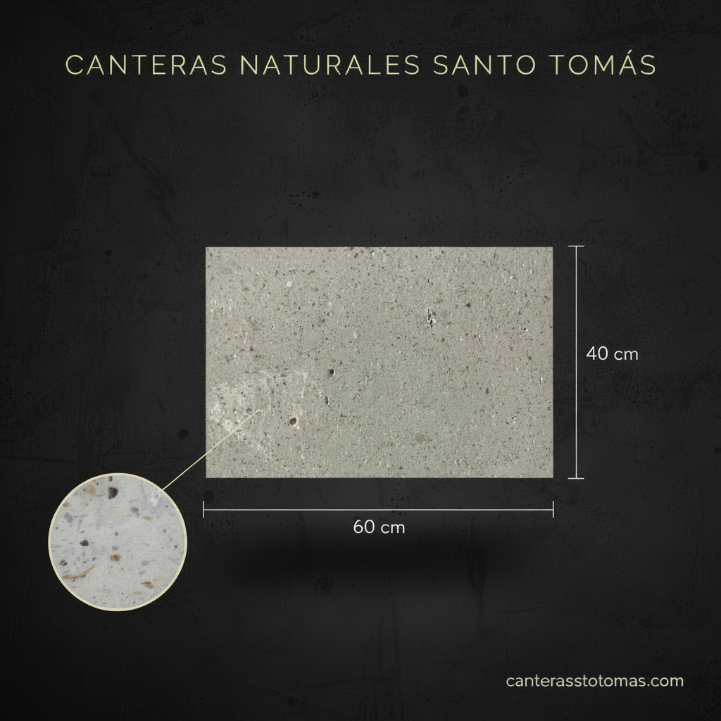 Losa de Cantera Gris Dhoty 60x40 cm para revestimiento de muros y fachadas con detalle de textura natural.