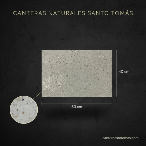 Losa de Cantera Gris Dhoty 60x40 cm para revestimiento de muros y fachadas con detalle de textura natural.