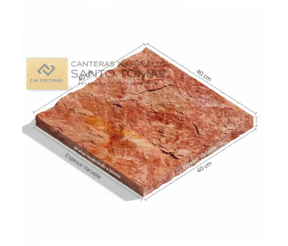 Cantera Roja Tlayua 40x40 cm - Espesor Variable