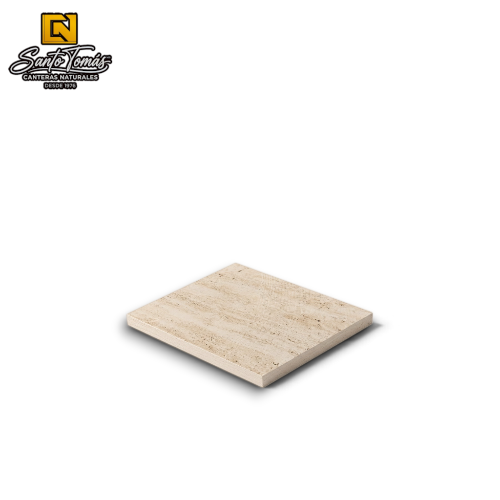 Canteras Naturales Santo Tomás Cantera Beige Rivera stone tile with a natural granular texture and warm beige tones.
