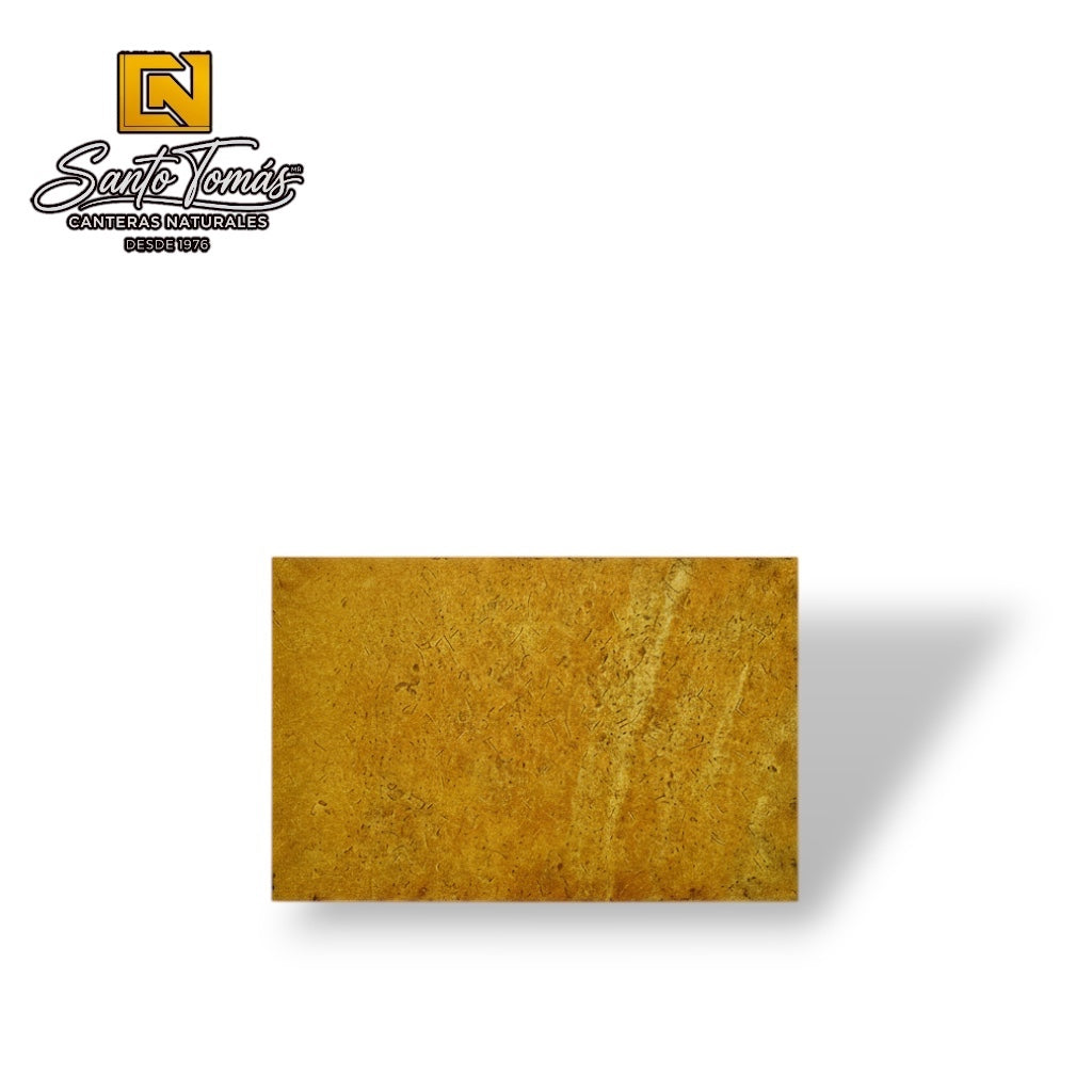 Canteras Naturales Santo Tomás Cantera Amarilla Calmek natural stone tile with warm yellow tones and unique texture.
