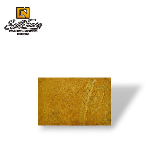 Canteras Naturales Santo Tomás Cantera Amarilla Calmek natural stone tile with warm yellow tones and unique texture.