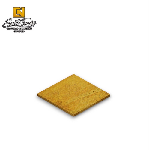 Canteras Naturales Santo Tomás yellow Calmek natural stone tile with a textured finish for interior or exterior walls.