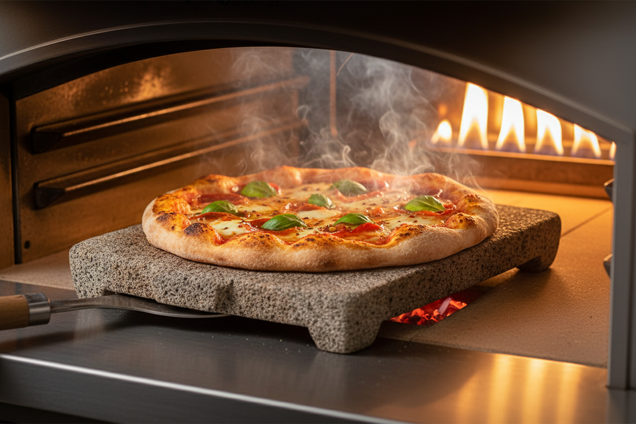 Comal de Piedra Natural Cocinando Pizza Artesanal