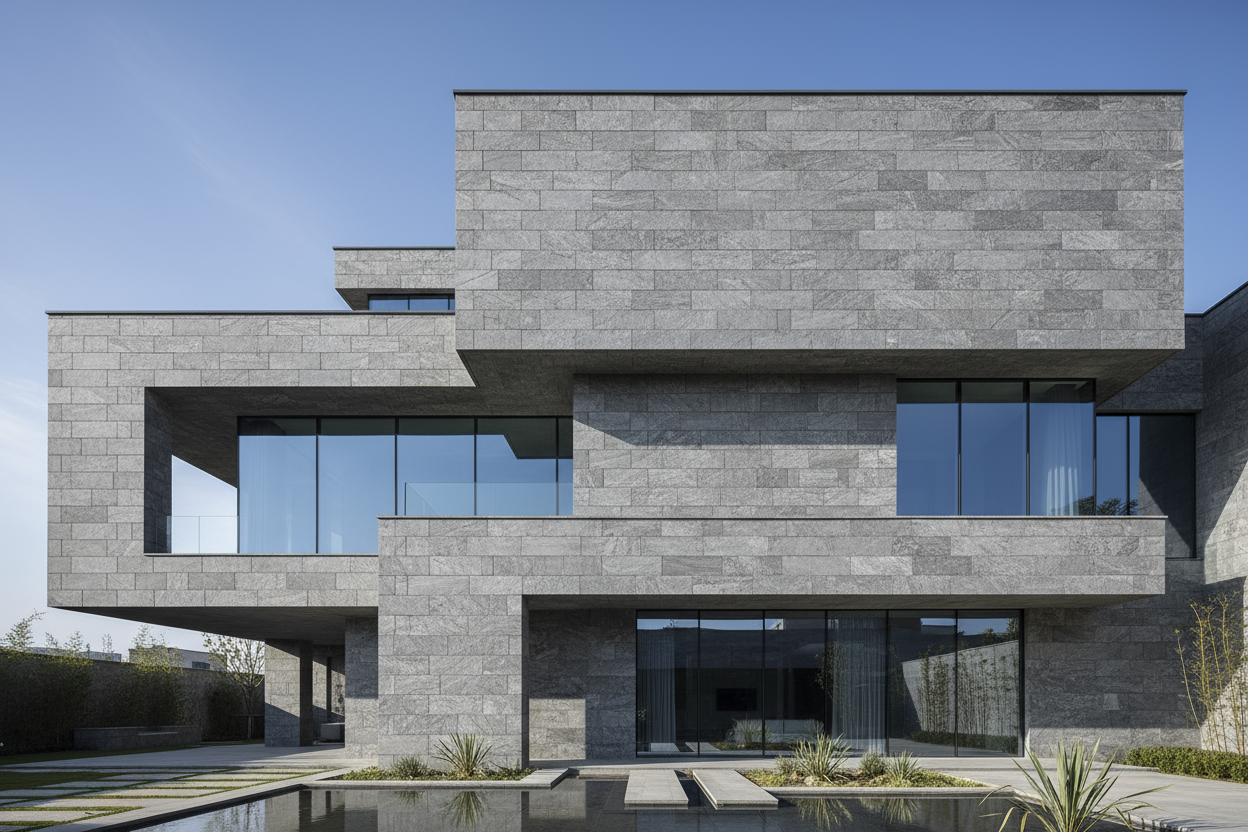 fachada con recinto gris moderna