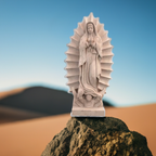 Figura Virgen de Cantera Tallada a Mano - Artesanía Mexicana
