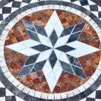 Detalle macro del mosaico del Tapete Modelo #15 con la estrella y las teselas terracota