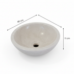 Ovalín Redondo Blanco Bego - Render con dimensiones 40cm diámetro x 11cm alto