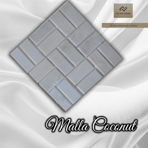 Malla de coco de piedra natural 30x30cm - foto enderezada y alineada