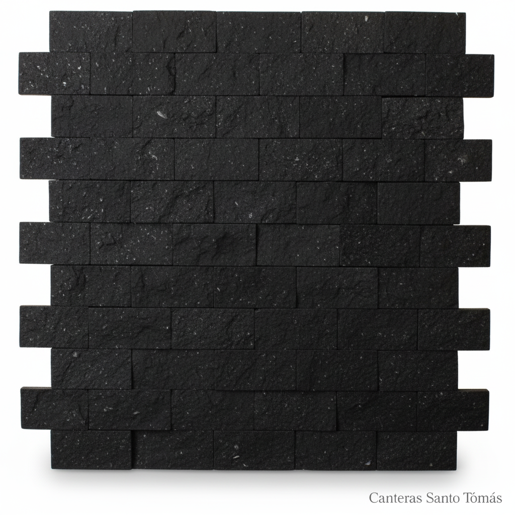 Malla Split Negra - Vista frontal estudio piedra natural 30x30cm