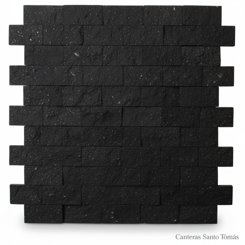 Malla Split Negra - Vista frontal estudio piedra natural 30x30cm
