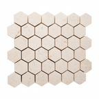 Malla hexagonal beige vista angular mostrando profundidad y patrón