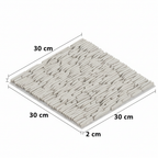 Malla Mil Hojas Blanco Cantera - Render isométrico con dimensiones 30x30x2cm