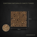 Muestra de cantera Café Galindo de 40x40 cm, piedra natural con textura detallada para revestimiento y fachadas.