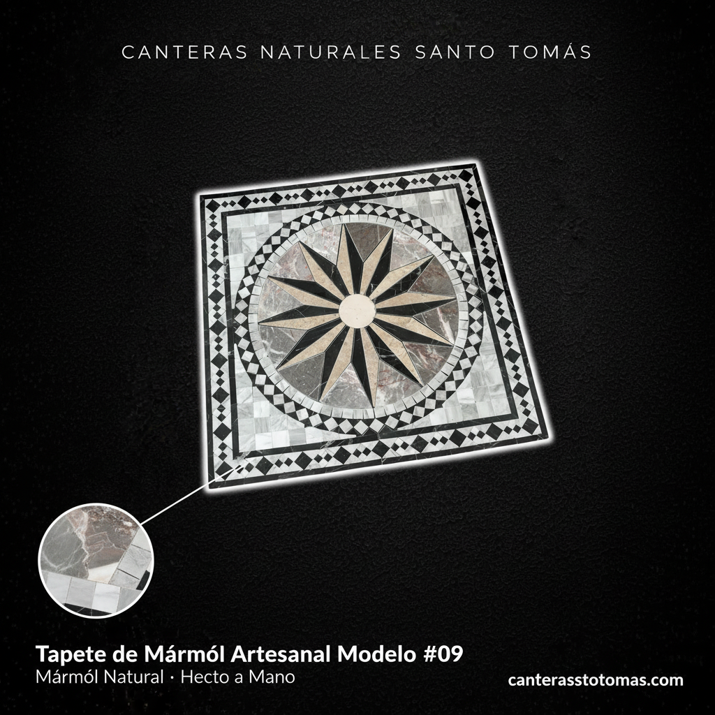 Tapete de Mármol Artesanal Modelo #09 — Editorial oscuro — Canteras Naturales Santo Tomás