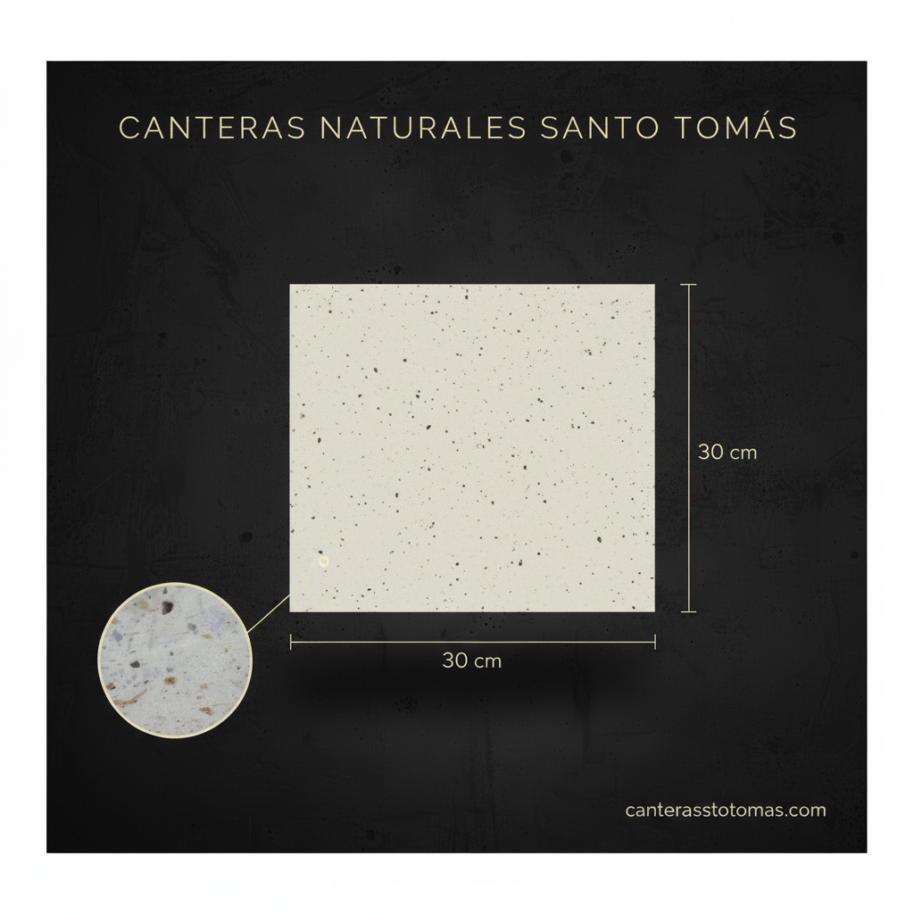 Piedra de cantera blanca Pachuca de 30x30 cm para fachadas con detalle de textura porosa natural.