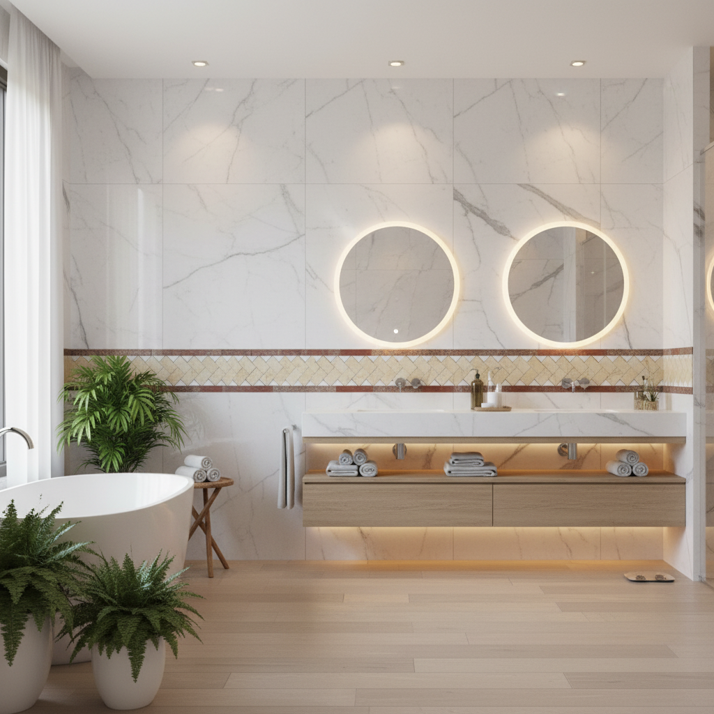 Cenefa Mármol #10 - Aplicación en baño spa de lujo
