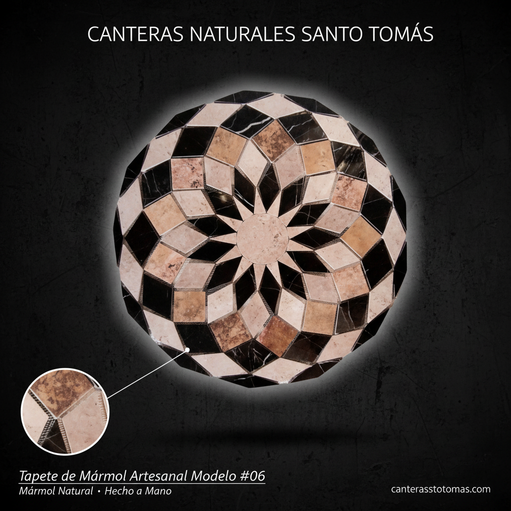 Tapete de Mármol Artesanal Modelo #06 — Editorial oscuro — Canteras Naturales Santo Tomás
