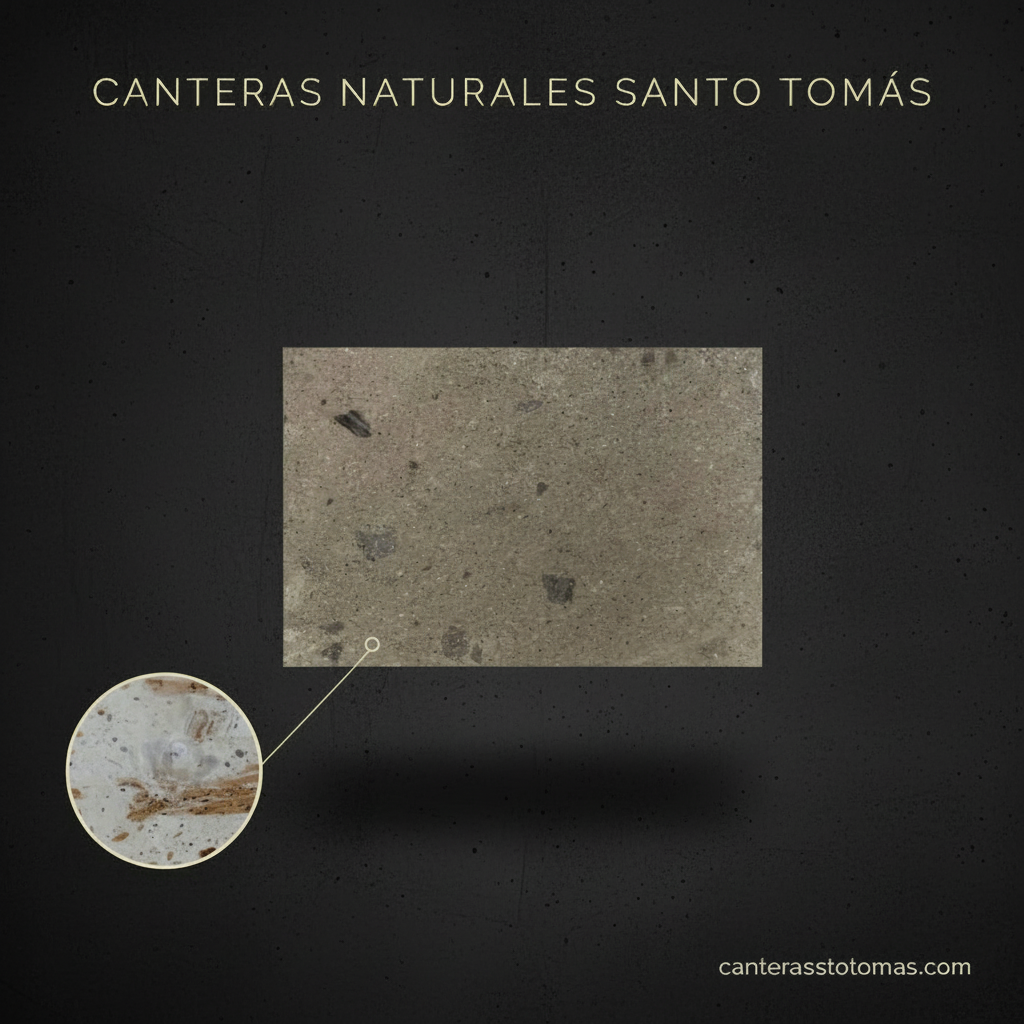 Muestra de Cantera Gris Remedios de Canteras Santo Tomás con detalle del veteado natural para fachadas.