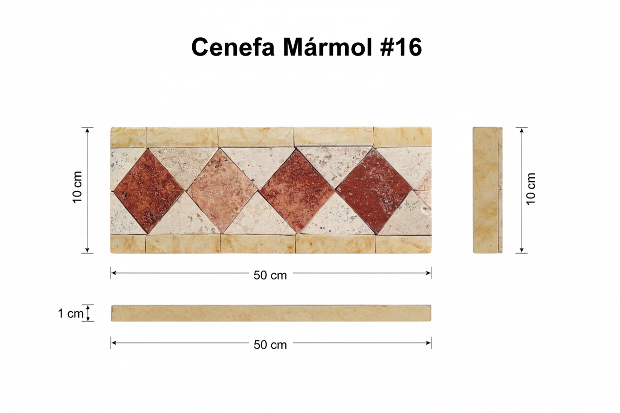Cenefa Mármol #16 - Diagrama técnico 10x50x1 cm