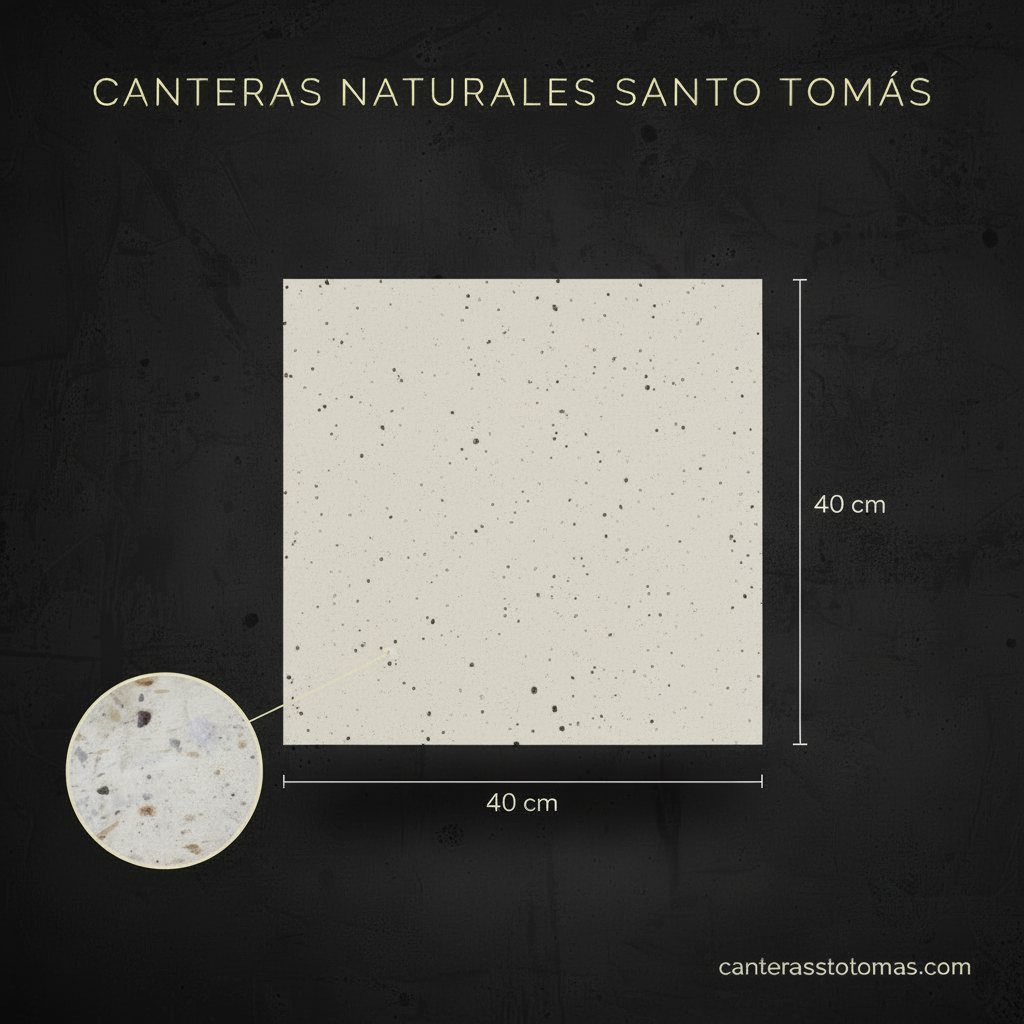 Placa de cantera blanca Pachuca de 40x40 cm con textura natural porosa para fachadas y muros de lujo.