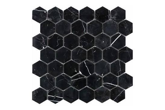 Malla Hexágono Mármol Negro