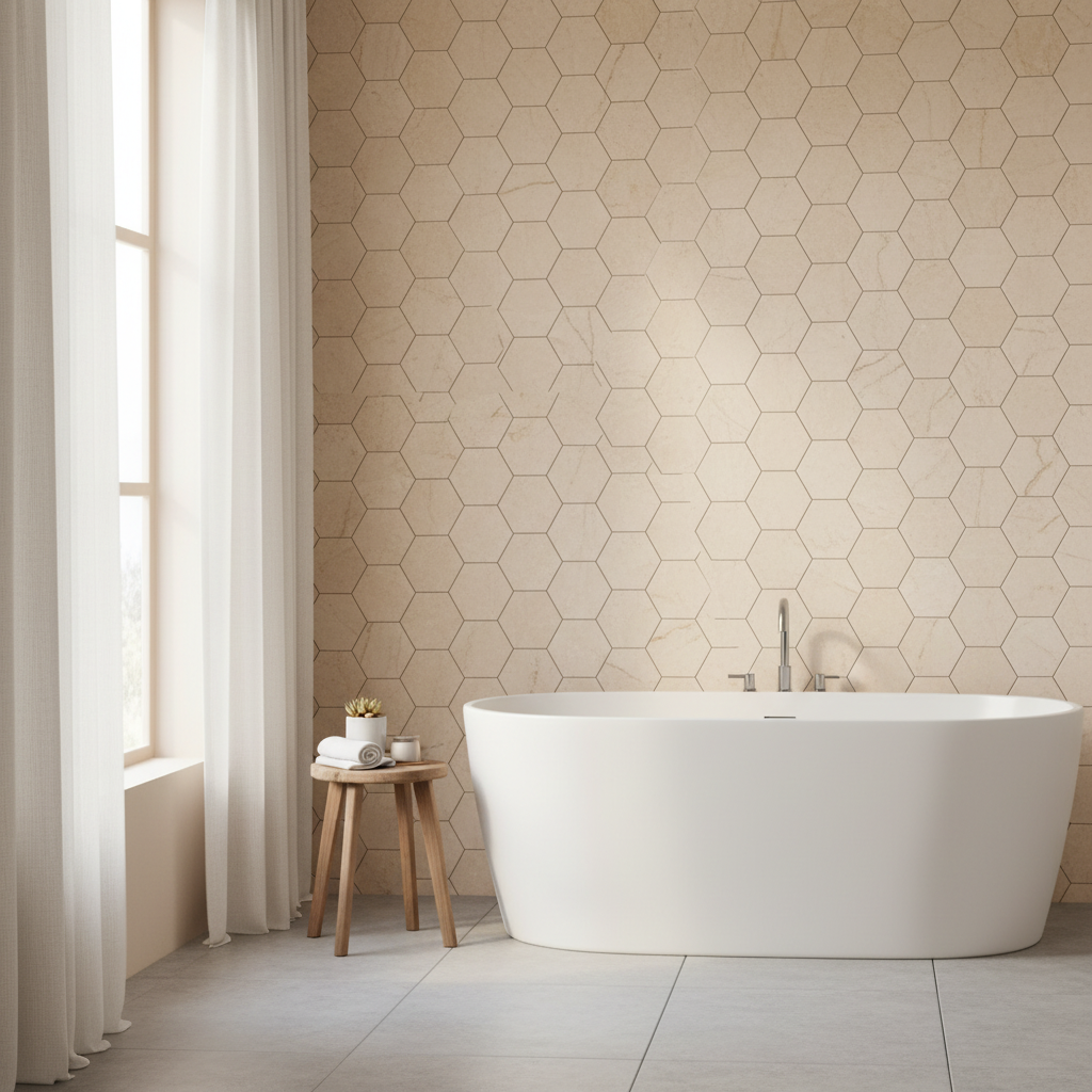 Instalación Ambiente - Malla Hexagonal Beige