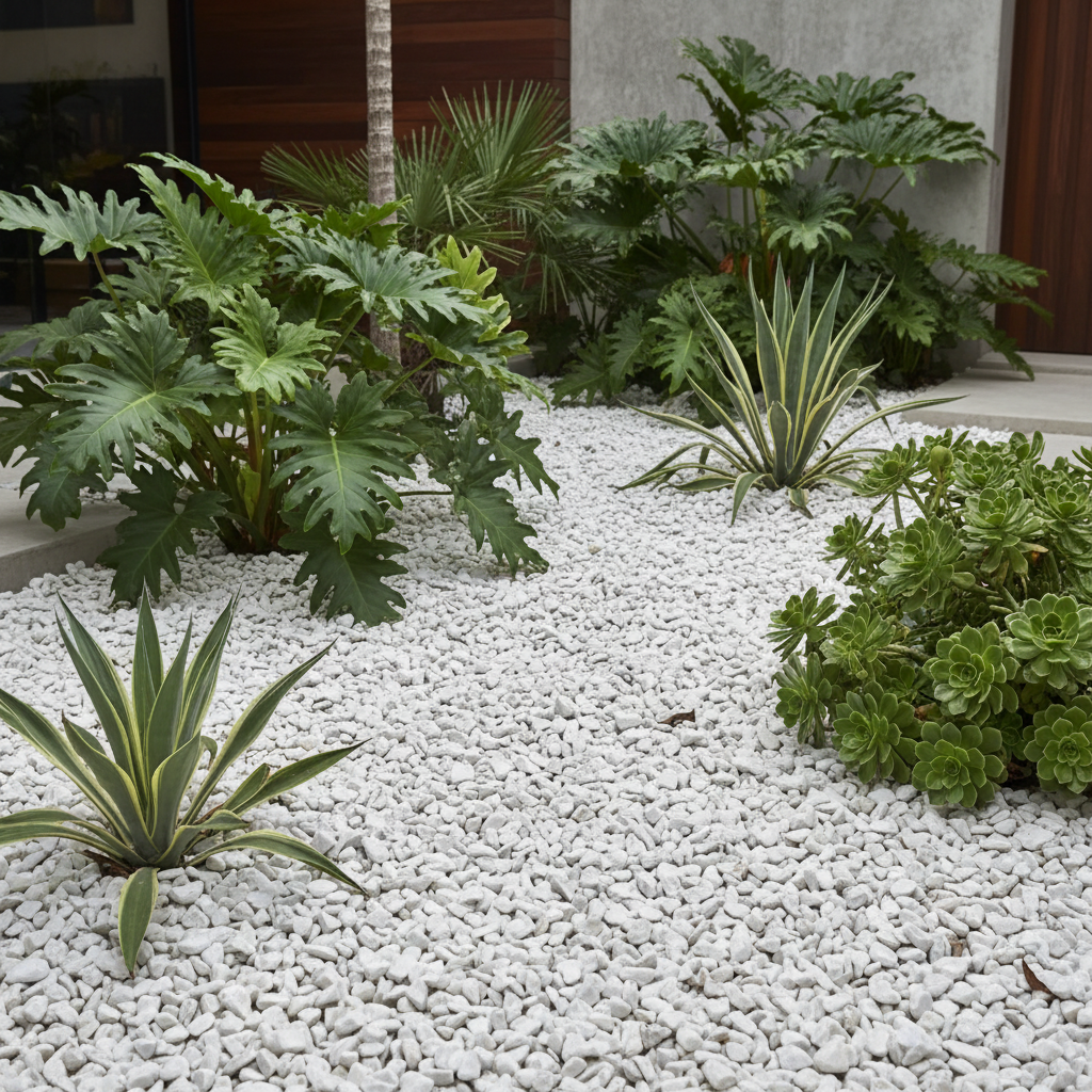 Instalación Jardín - Grano de Mármol Blanco