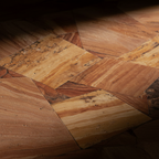 Acercamiento a laja travertino rojo para muros y pisos, mostrando textura porosa natural y matices rojizos cálidos.