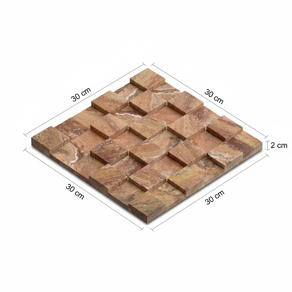 Malla 3D Rojo - Render con Dimensiones