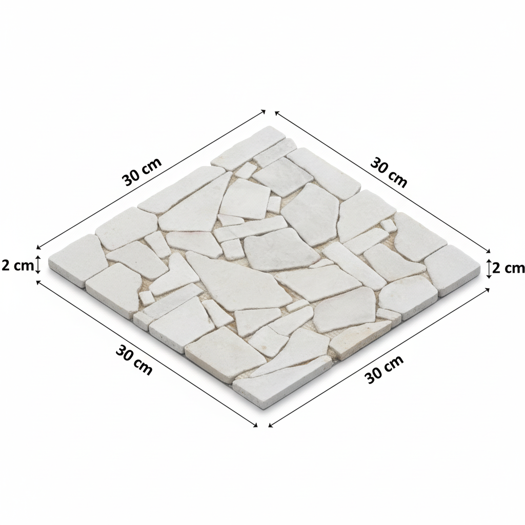 Malla Greca Blanco - Render 3D con Dimensiones