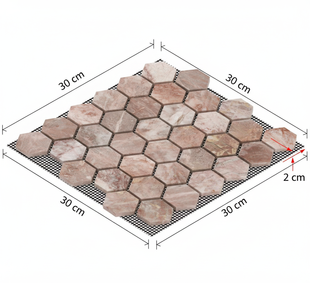 Malla Hexagonal Rosa - Render 3D 30x30cm
