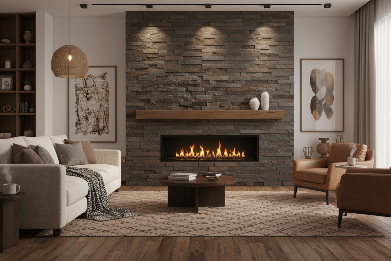 Modelo D – Interior con Chimenea