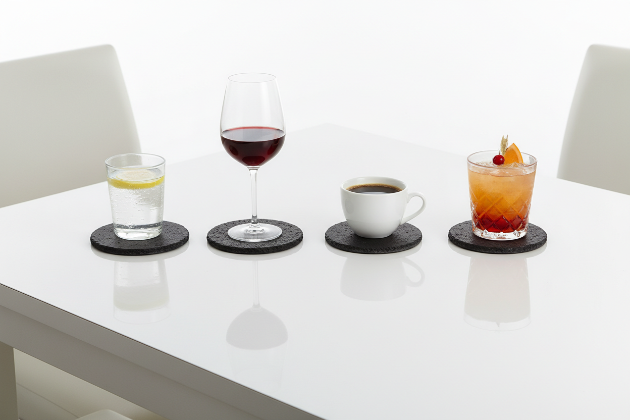 Porta vasos negros en uso mesa moderna