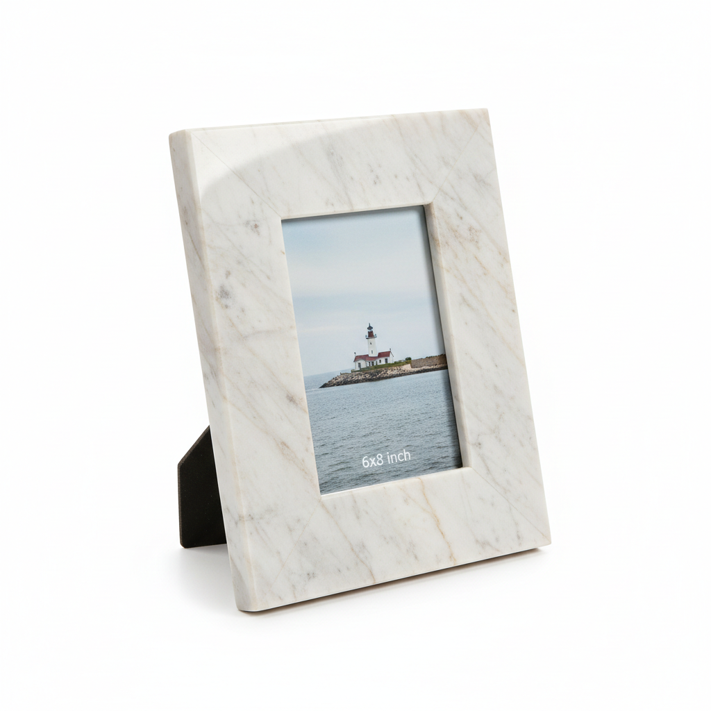 Portaretrato mármol vista frontal con foto