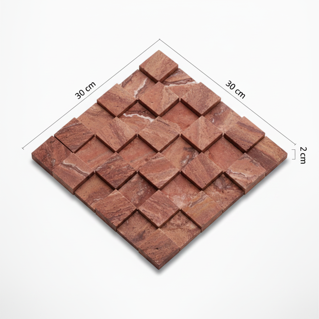 Render 3D Isométrico - Malla 3D Rojo 30x30x2cm