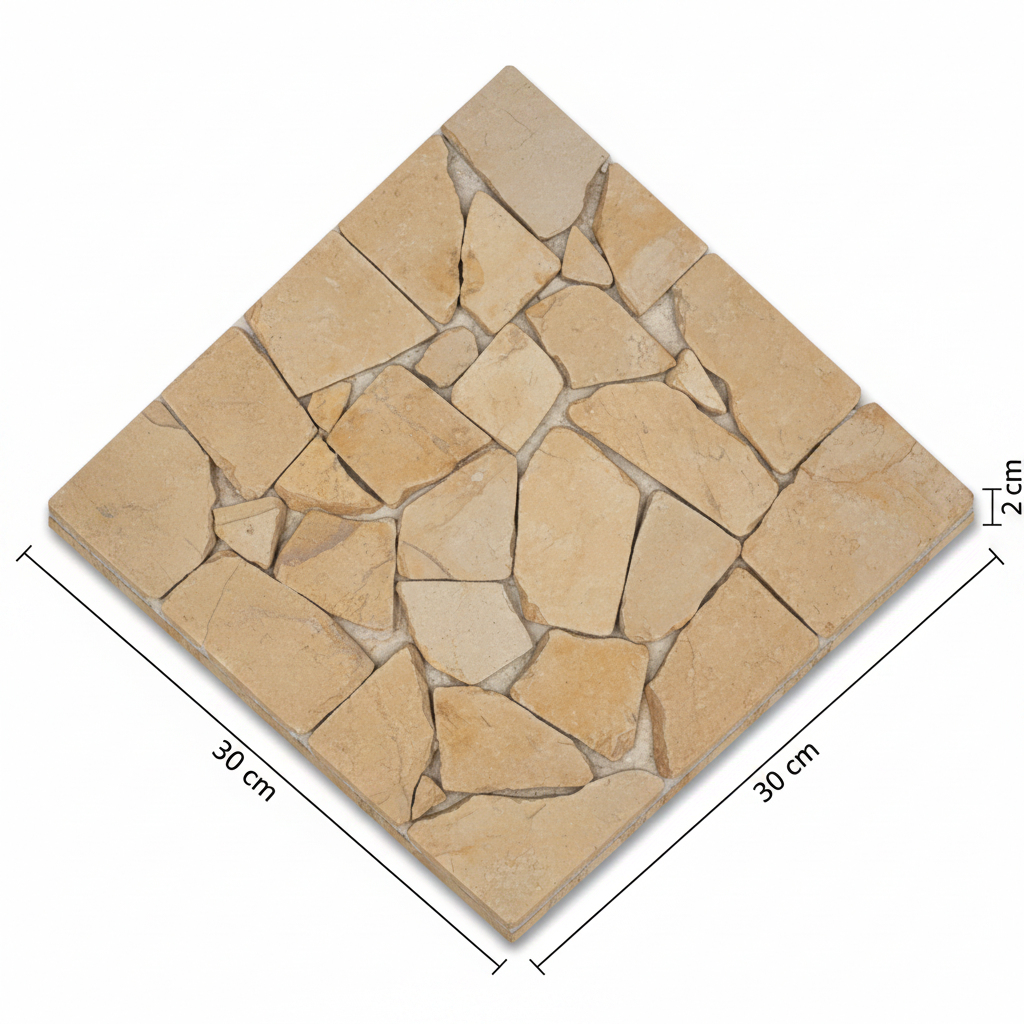 Render 3D Isométrico - Malla Greca Dorado 30x30x2cm