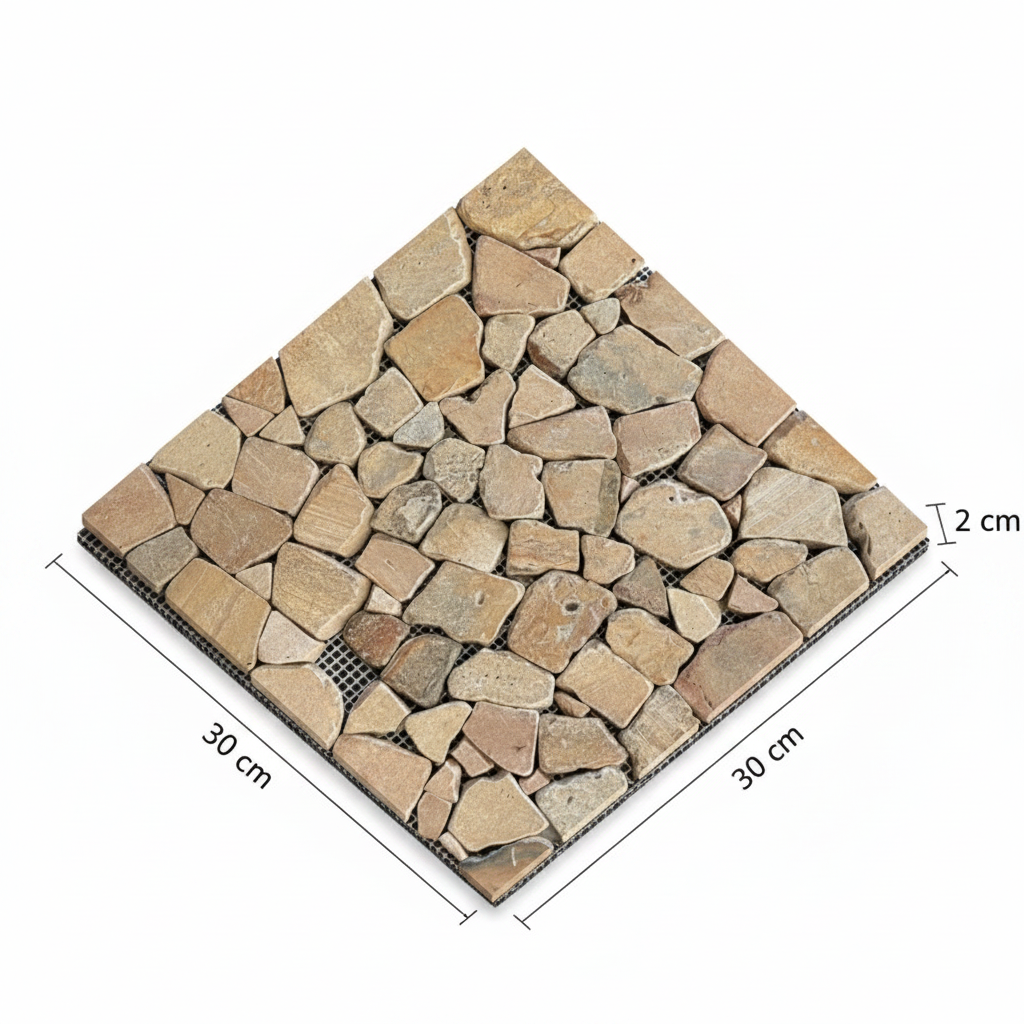 Render 3D Isométrico - Malla Greca Rojo 30x30x2cm