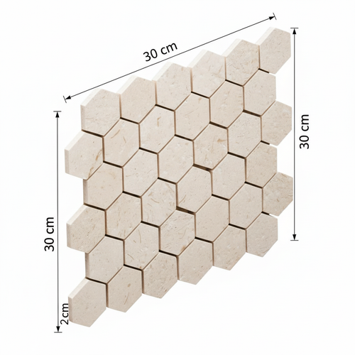 Render 3D Malla Hexagonal 30x30cm