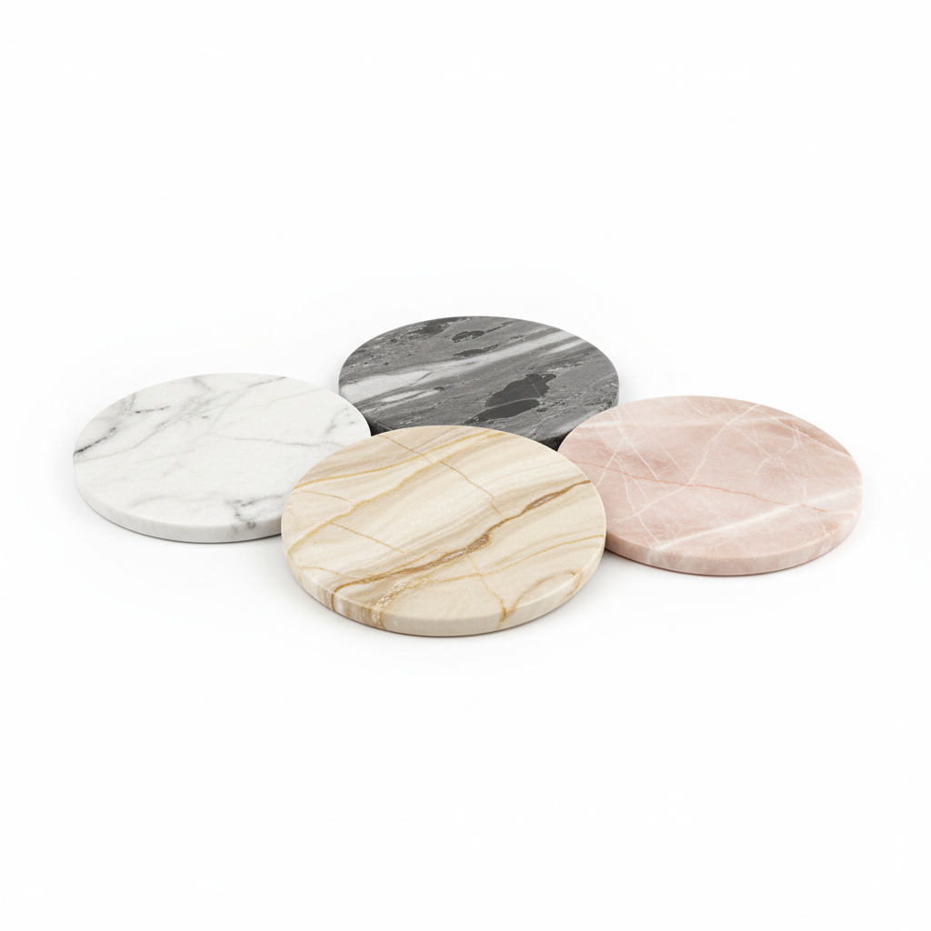 Set 4 porta vasos mármol vista frontal