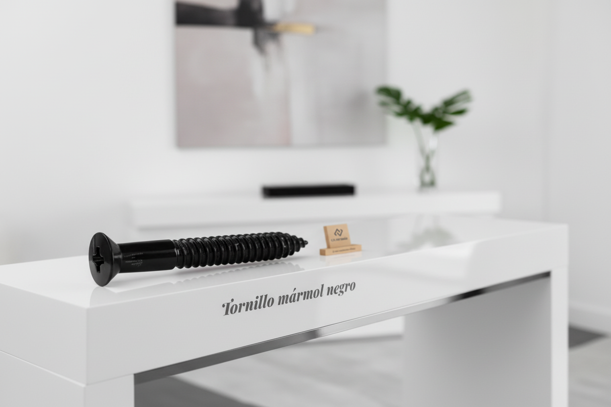 Tornillo mármol negro en consola moderna